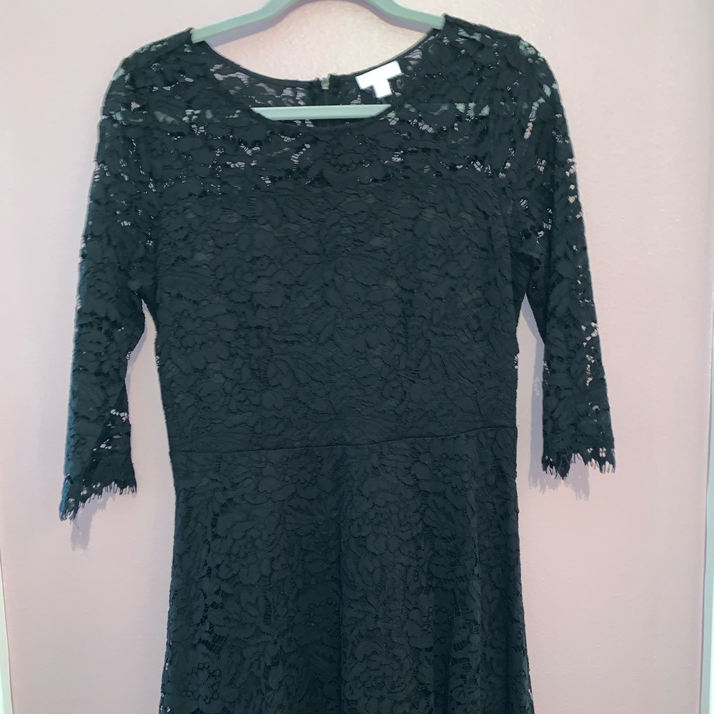 Black Lace Quarter Sleeve Dress